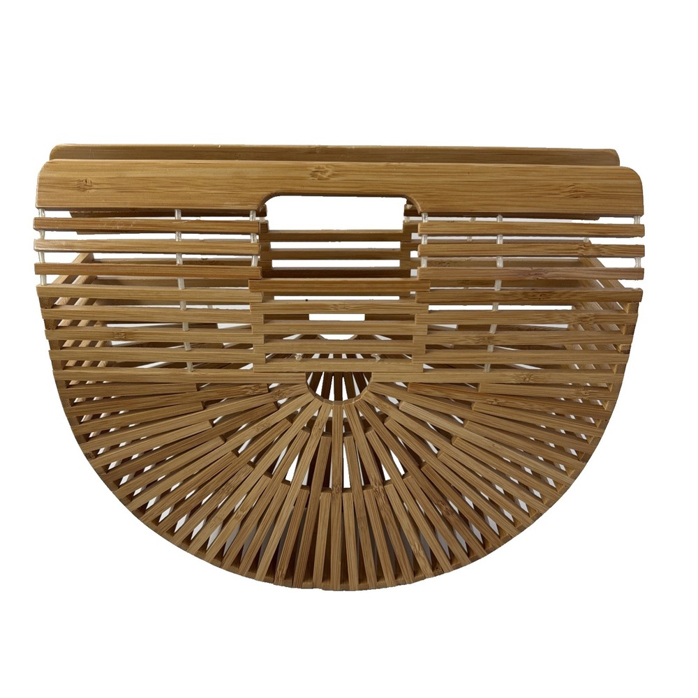 Handmade Bamboo Crescent Shaped Bag Purse Clutch Tote Casual Beach Picnic